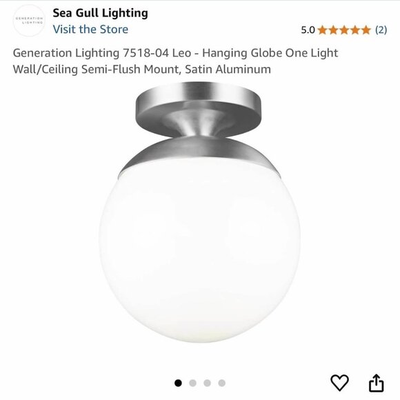 NEW Wall/Ceiling Hanging Globe Light (Semi-Flush Mount) - Picture 4 of 4